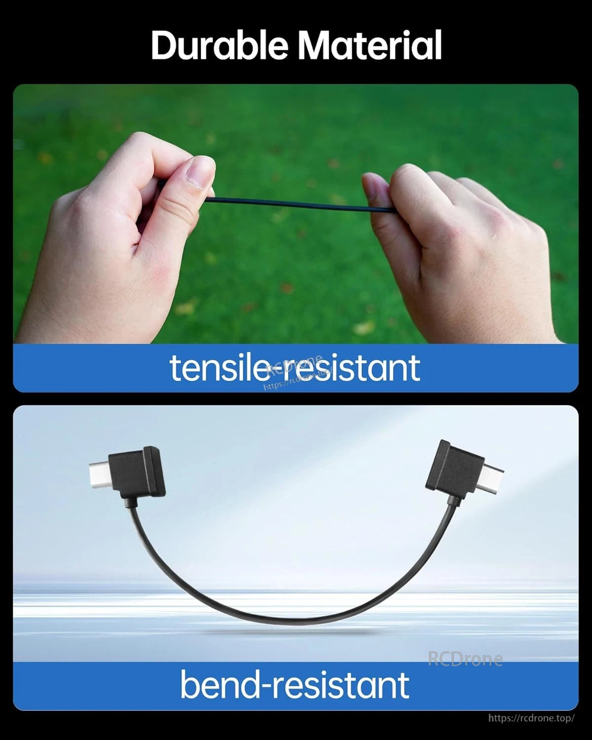 2PCS LKTOP Dual USB‑C RC Cable, Durable, bend- and tensile-resistant USB-C to USB-C cable for DJI controllers and drones, ensuring reliable performance.