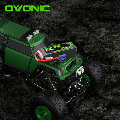 2x OVONIC 4S 5200mAh 14.8V 130C RC LiPo Battery shown installed on an RC monster truck