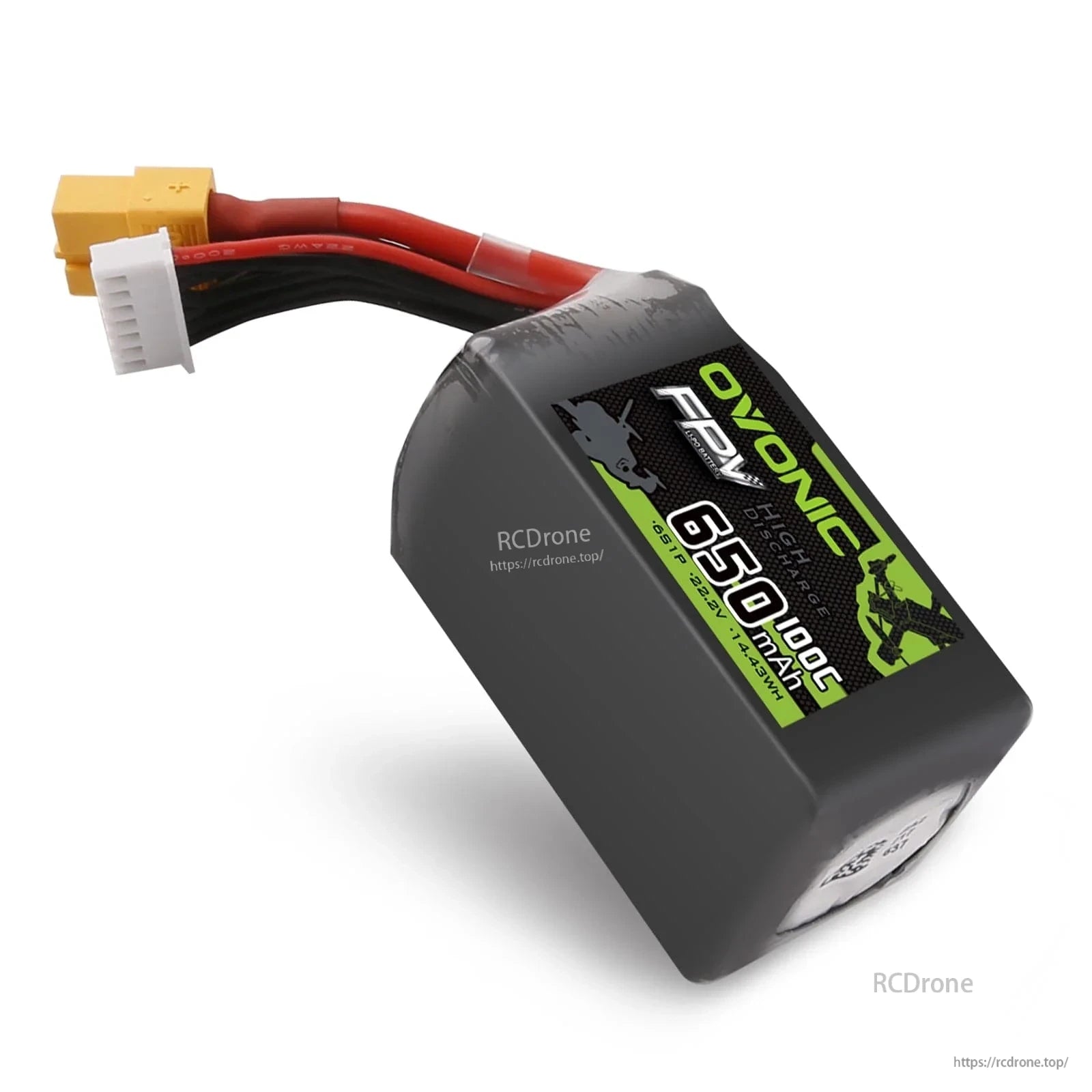 Single Ovonic 650mAh 6S 22.2V 100C soft-case LiPo battery with XT30 discharge plug and balance connector