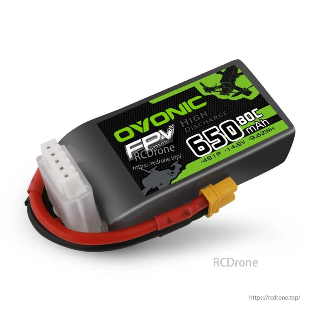 2-Pack Ovonic 650mAh 4S 14.8V 80C LiPo battery with balance lead and XT-style main plug