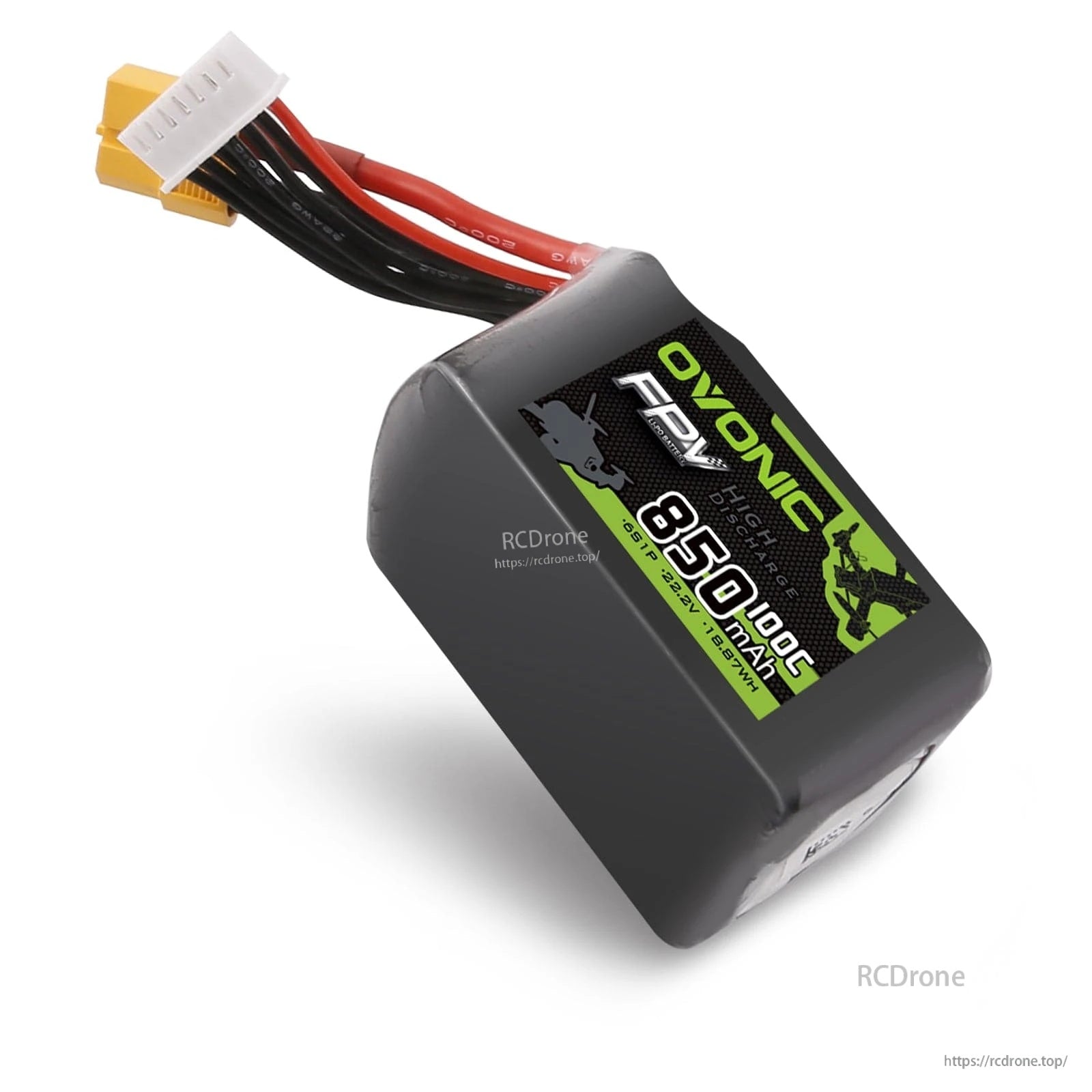2x Ovonic 850mah 100C 6S Lipo Battery 22.2V with XT60 Plug for FPV Freestyle Racing Drone 180 Micro Quad