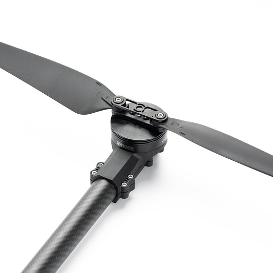 MAD StableCore A508 drone arm with carbon fiber tube, motor mount, and folding propeller assembly