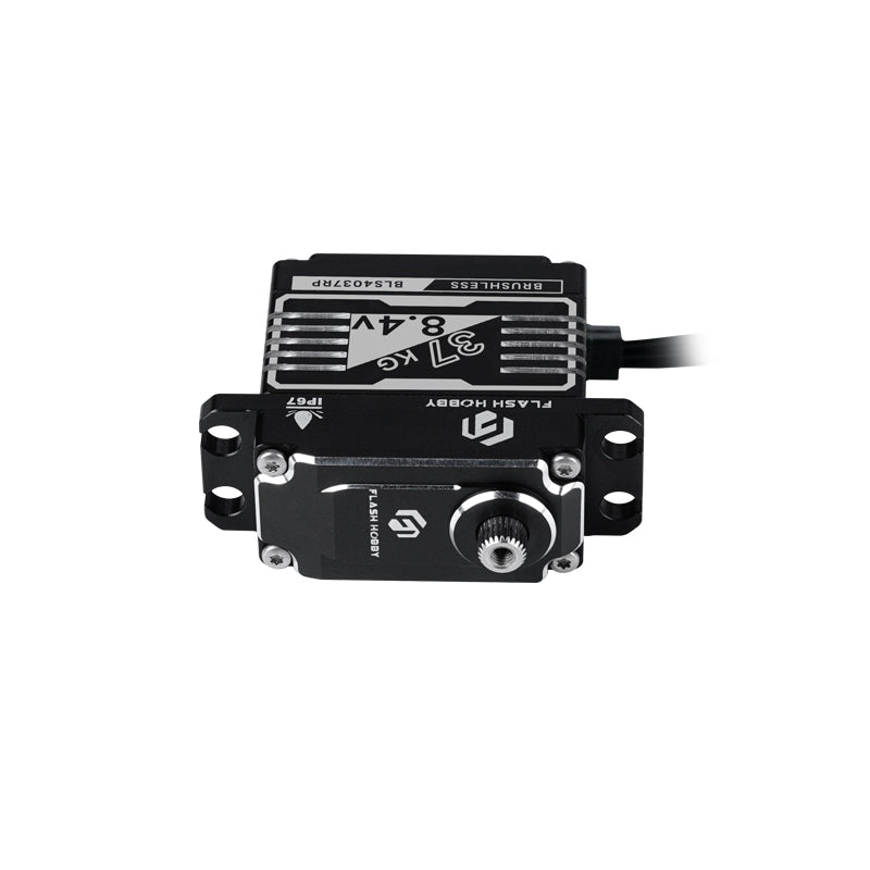 Flashhobby BLS4037RP brushless digital servo with metal case, 37kg 8.4V label, mounting tabs and output spline