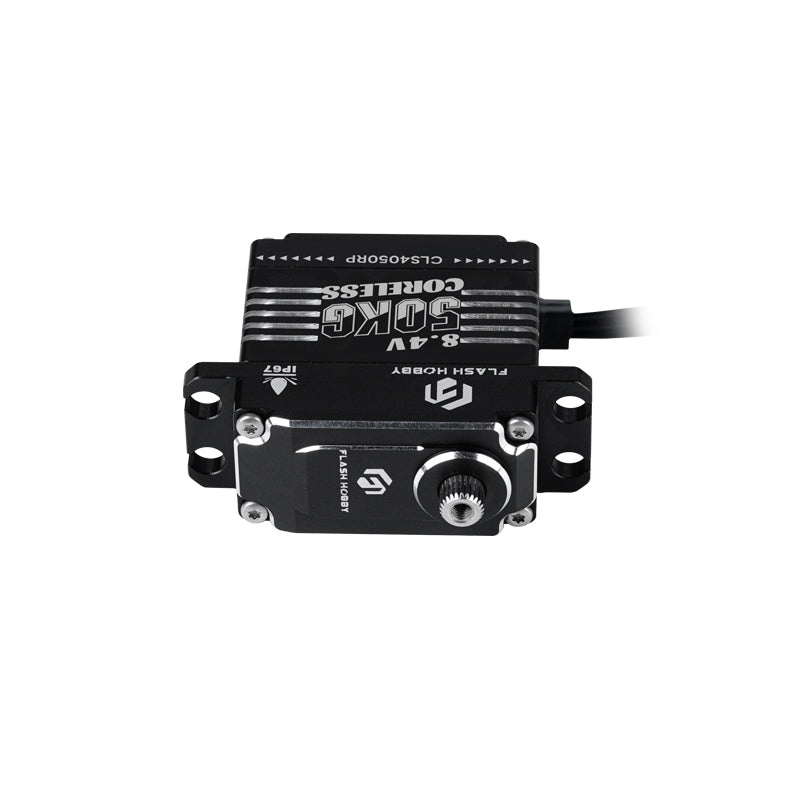 Flashhobby CLS4050RP 8.4V 50KG coreless digital servo with metal case, mounting tabs, and 25T output spline