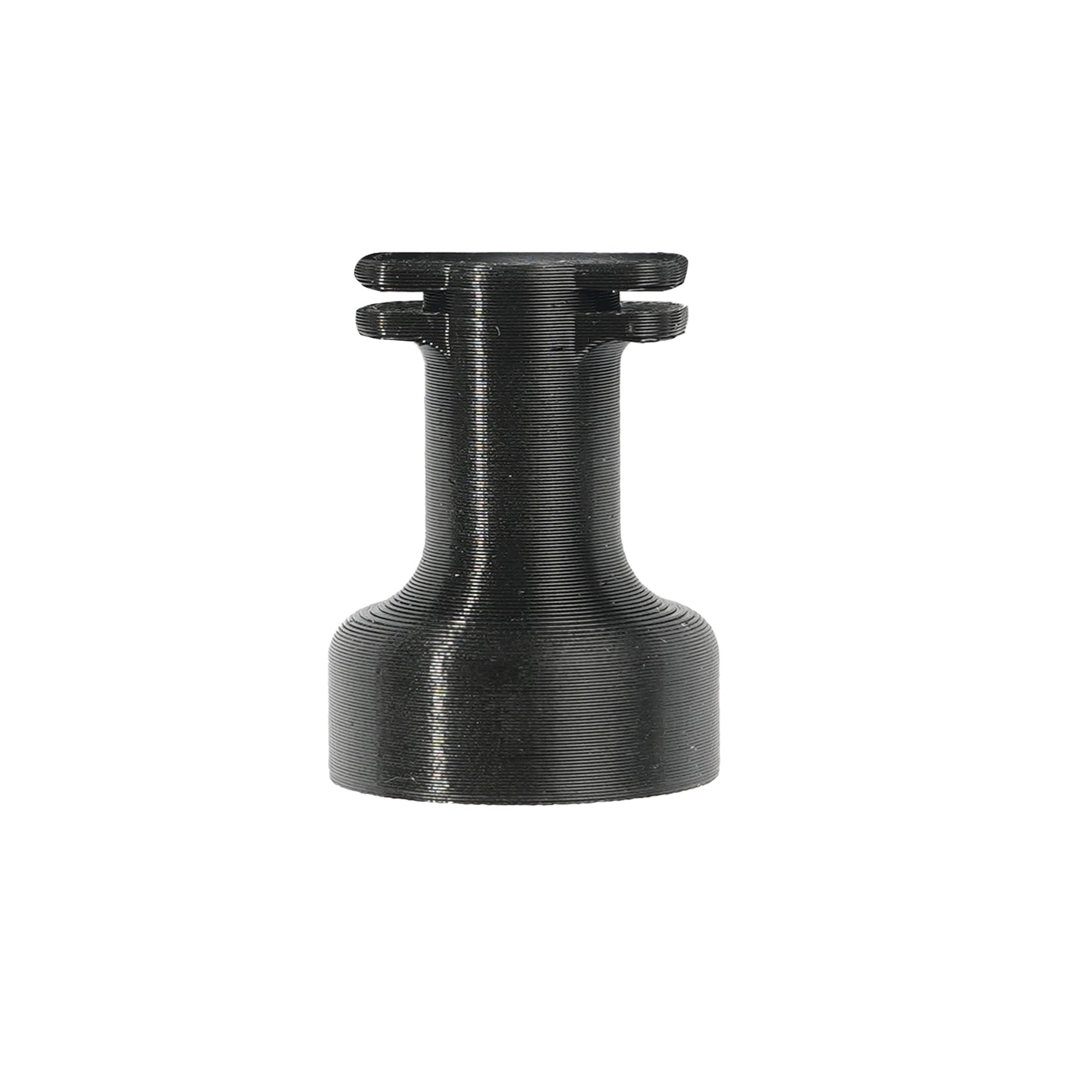 Handheld Support TPU Bracket, Black TPU handheld support bracket with flared base and top mounting lip, 3D-printed texture