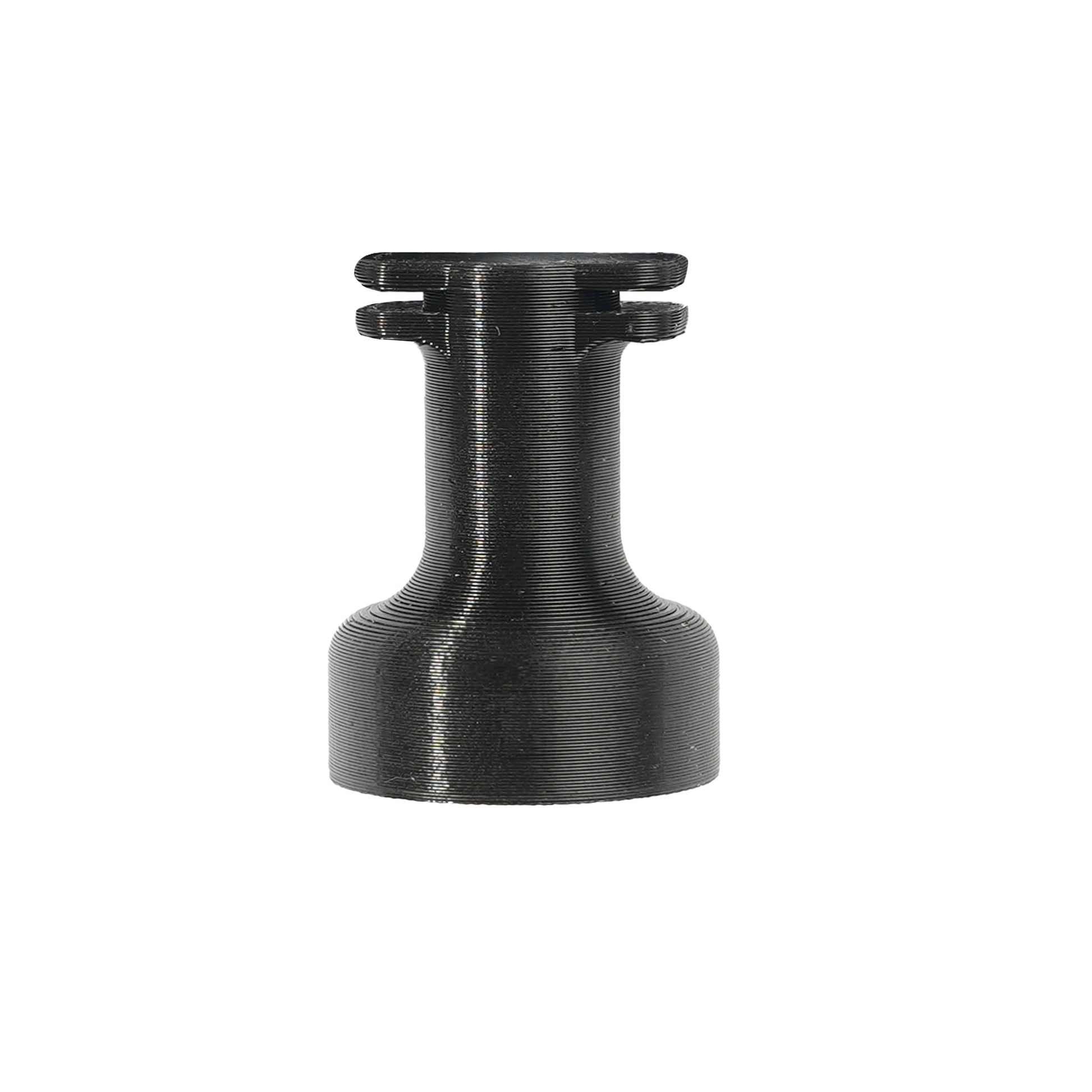 Handheld Support TPU Bracket, Black TPU handheld support bracket with flared base and top mounting lip, 3D-printed texture