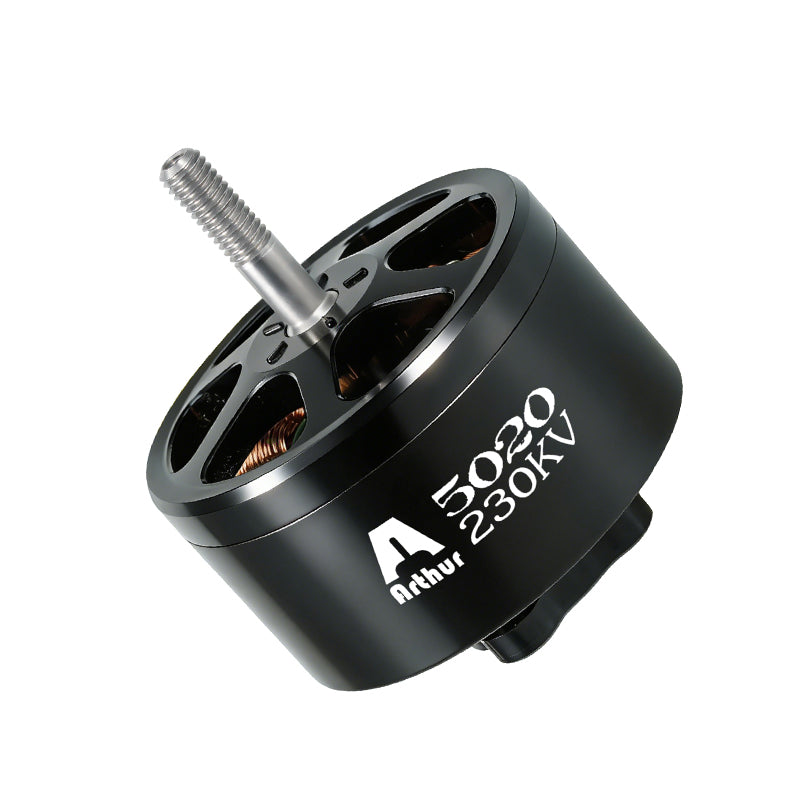 Flashhobby A5020 230KV brushless motor with black housing, vented bell, and threaded prop shaft