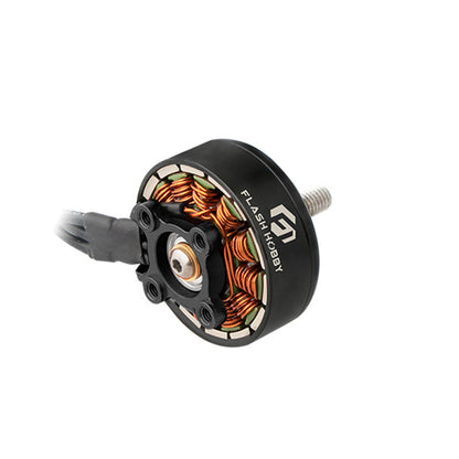 Flashhobby Arthur A2808 KV1100 Brushless Motor, Flashhobby Arthur A2808 brushless motor with black housing, exposed copper windings, and rear mounting plate