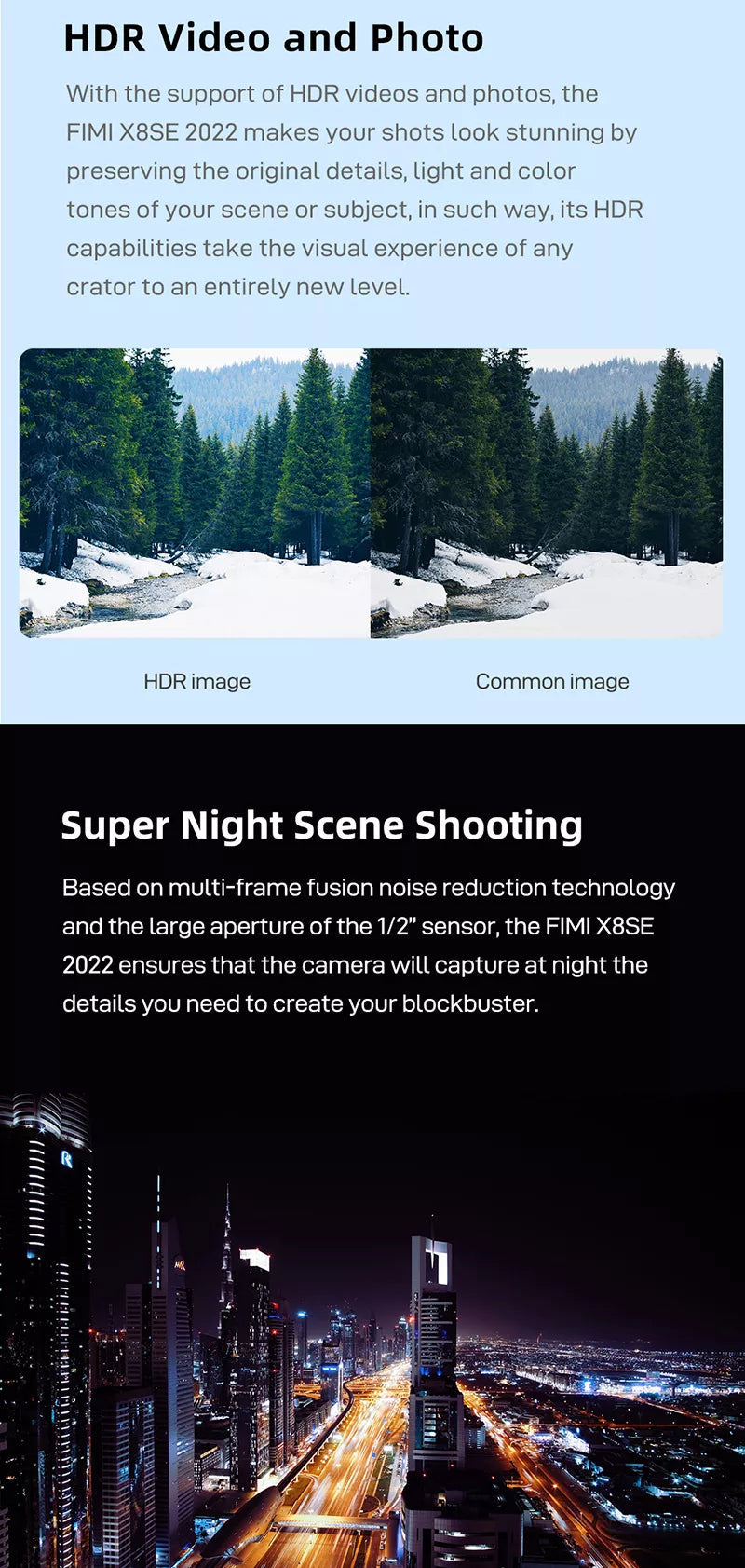 FIMI X8 SE 2022 Drone, the FIMI X8SE 2022 makes your shots look stunning by preserving the