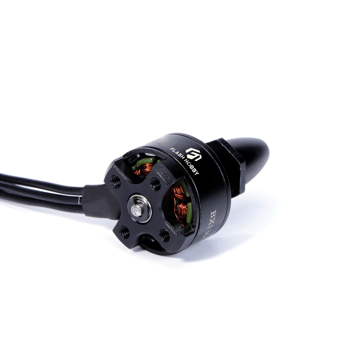 Flashhobby BX1306 brushless DC motor with black housing, exposed copper windings and lead wires