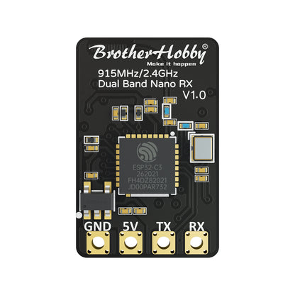 BrotherHobby C3 ExpressLRS Receiver 915MHz/2.4GHz Dual Band 100mW Nano RX, ESP32-C3 LR1121 TCXO
