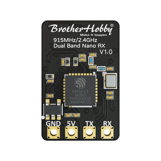 BrotherHobby C3 ExpressLRS Receiver 915MHz/2.4GHz Dual Band 100mW Nano RX, ESP32-C3 LR1121 TCXO