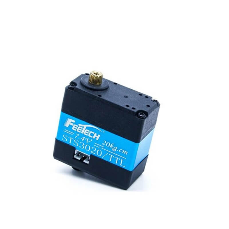 FEETECH STS3020 Servo, FEETECH STS3020/TTL servo motor: 7.4V, 20kg.cm torque, 360° control, copper gears, 12-bit feedback for precise positioning.