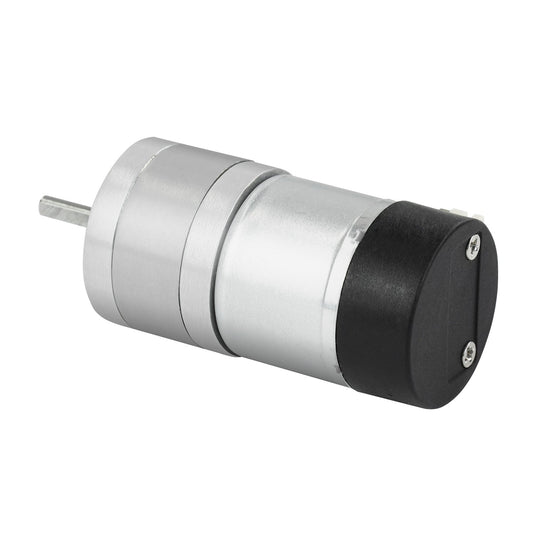 Yahboom MD310Z20 7.4V DC gear motor, angled view with D-shaft output and rear end cap