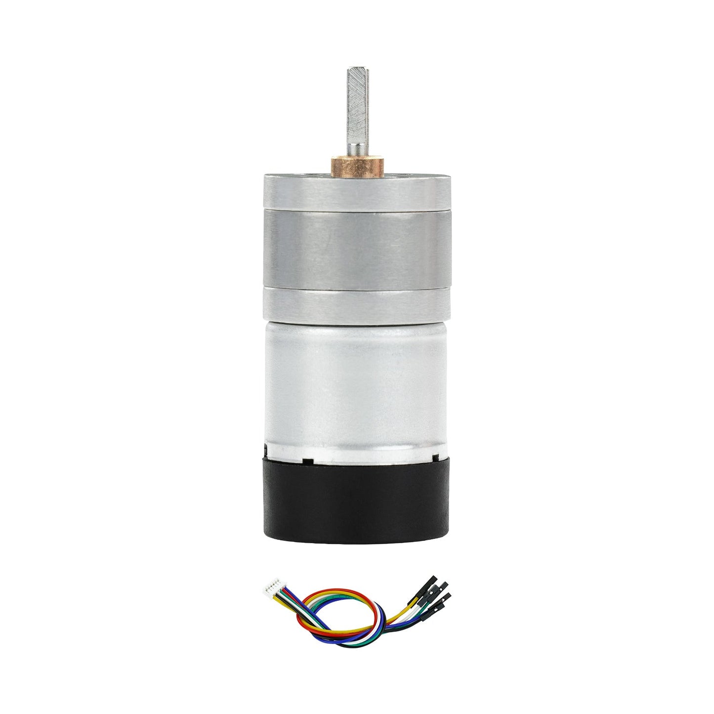 Yahboom MD310Z20 DC gear motor upright view with encoder wire lead harness