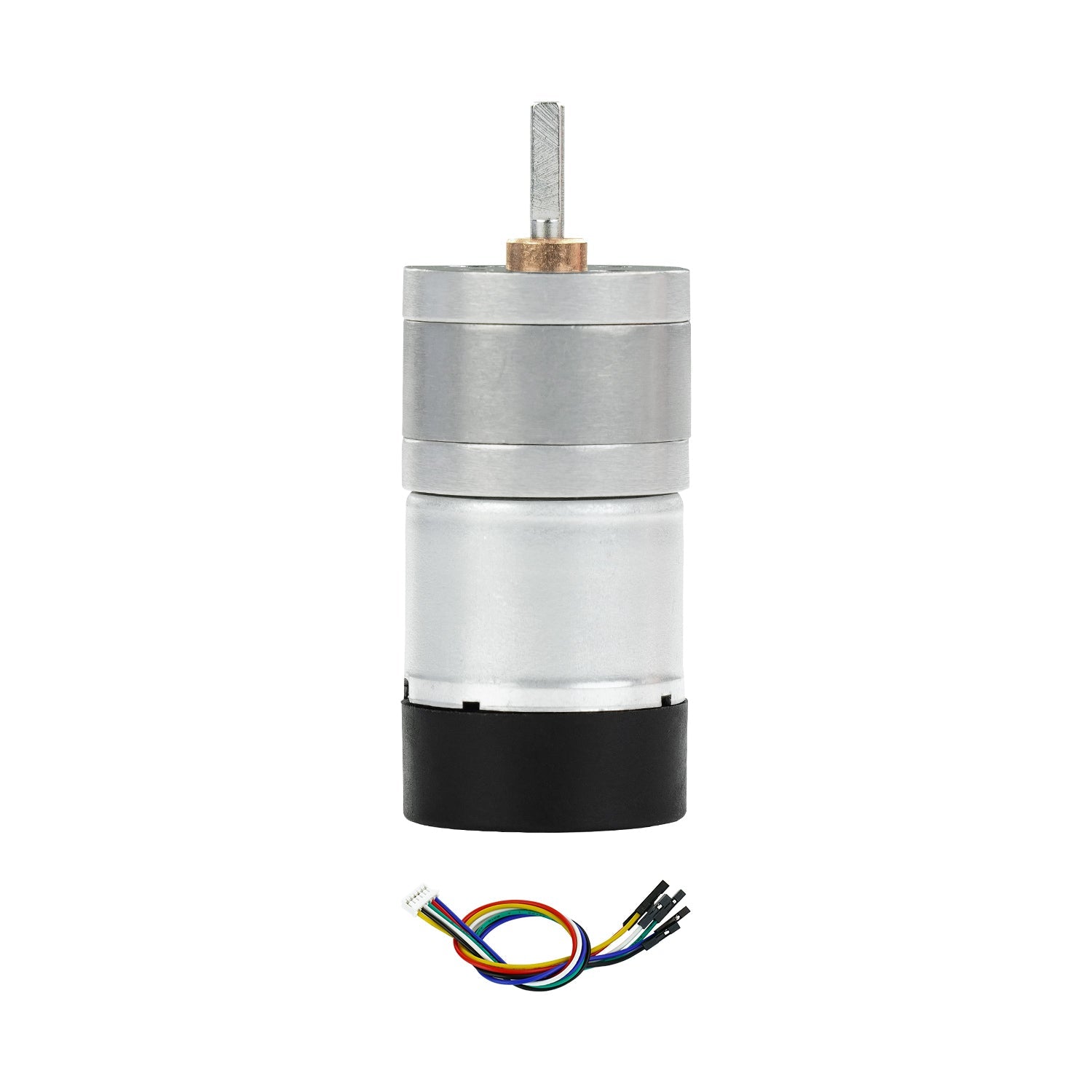 Yahboom MD310Z20 DC gear motor upright view with encoder wire lead harness