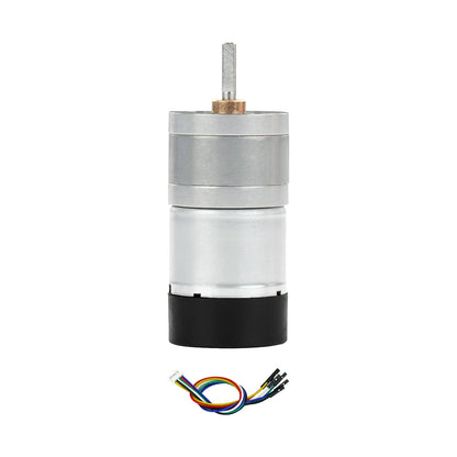 Yahboom MD310Z20 DC gear motor upright view with encoder wire lead harness