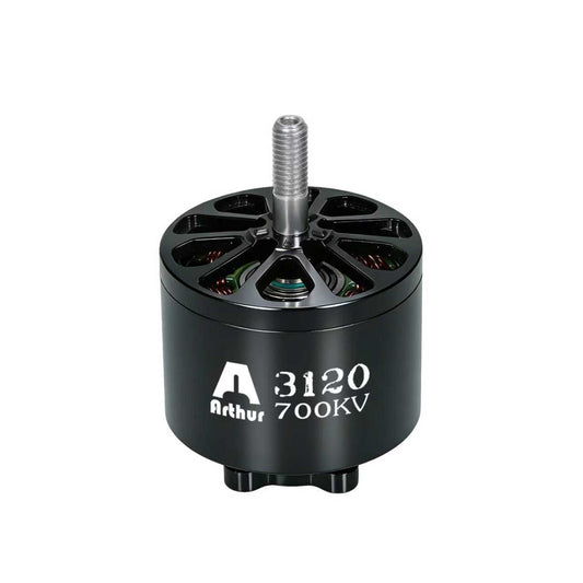 Flashhobby A3120 700KV brushless motor with black housing, vented top and threaded output shaft