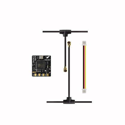 HGLRC ELRS 2.4G Receiver kit with receiver PCB, T-style antenna and 4-pin wiring harness