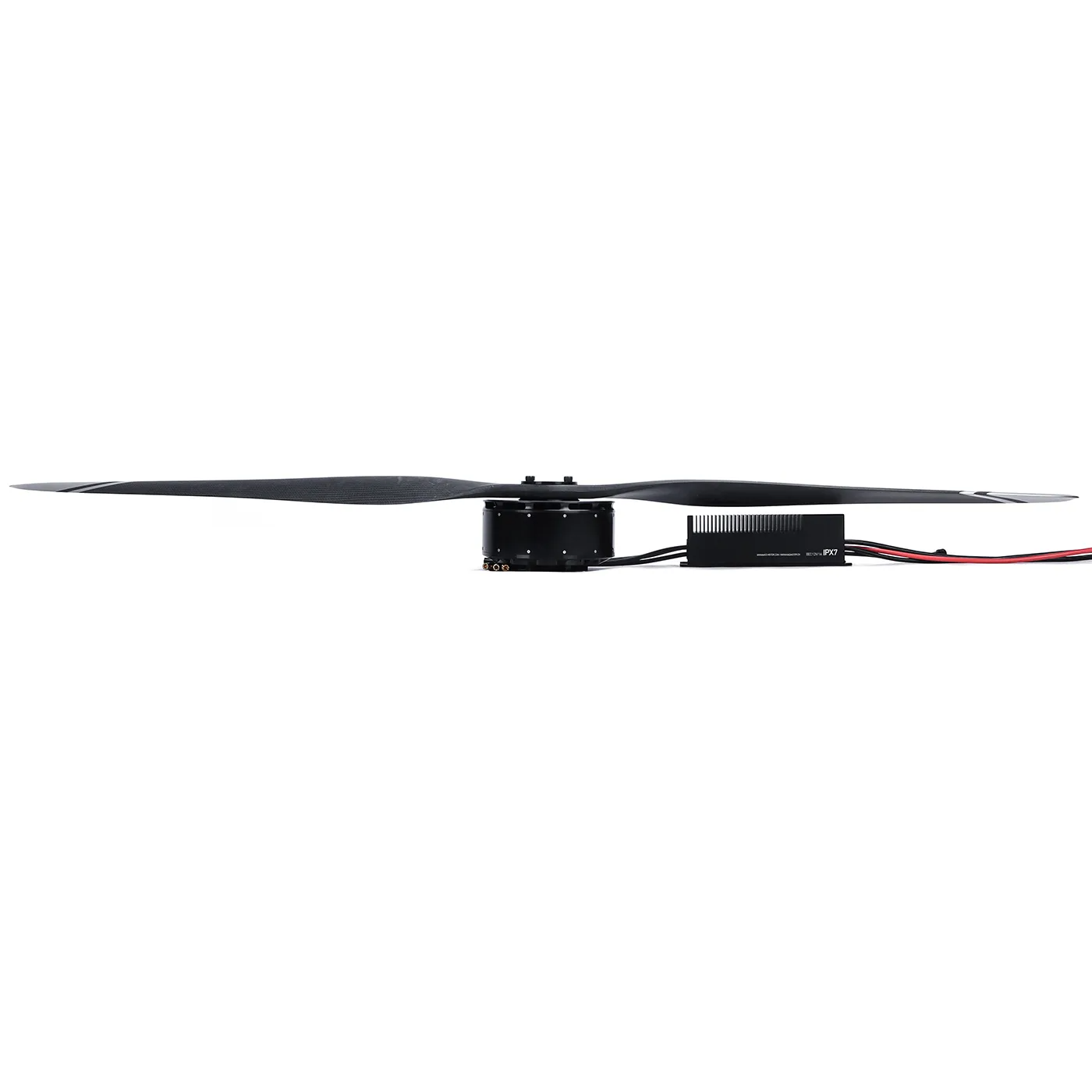 MAD Hummingbird drone power combo with motor, long black propeller, and inline ESC module with wiring