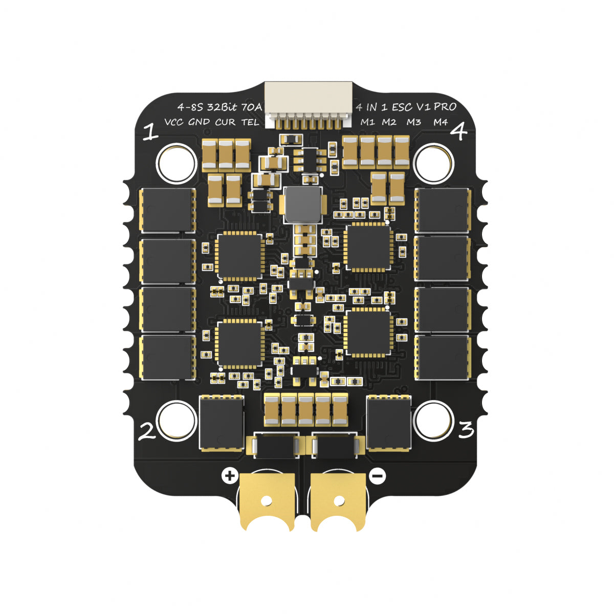 BrotherHobby Returner V1 PRO 4-in-1 70A ESC board with 4-8S 32bit marking, motor pads and VCC/GND/TEL pins