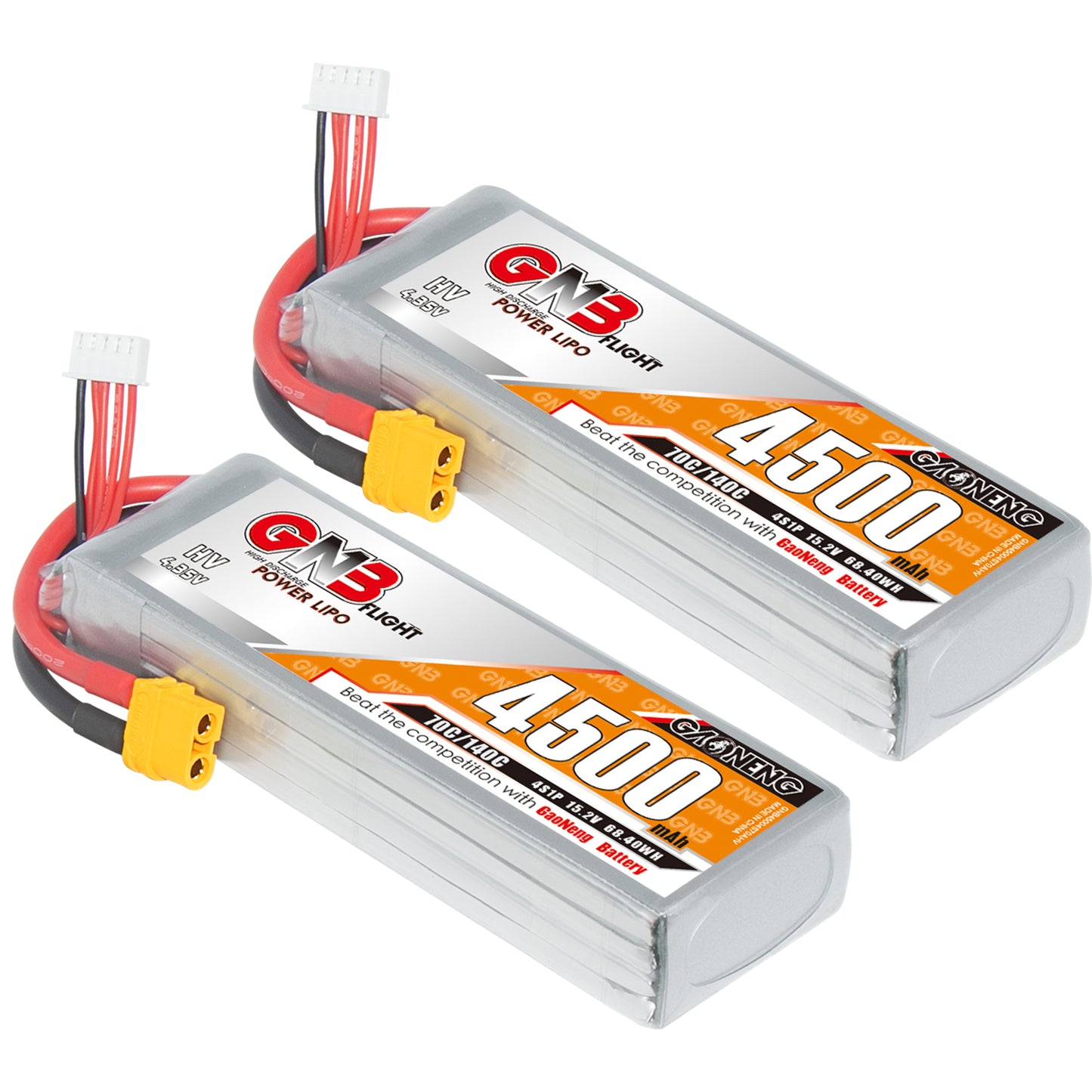 GAONENG GNB LiHV 4S 15.2V 4500mAh 70C LiPo Battery XT60 for 1/10 RC Cars & 7in FPV Drones