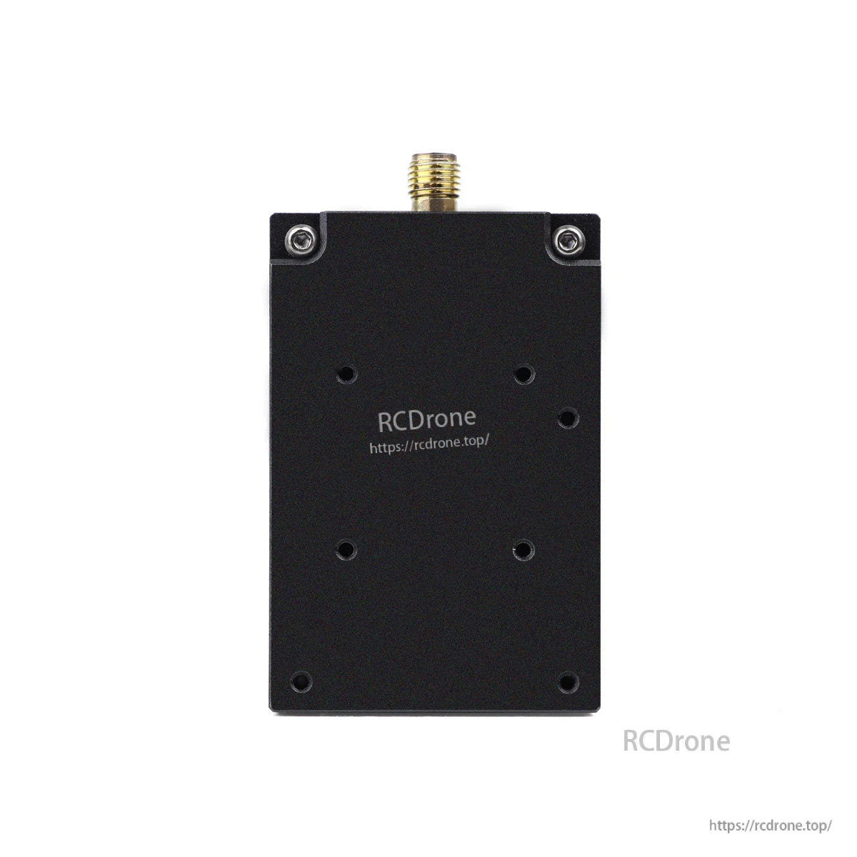 Rear view of VTX showing flat backplate with mounting holes and top SMA connector