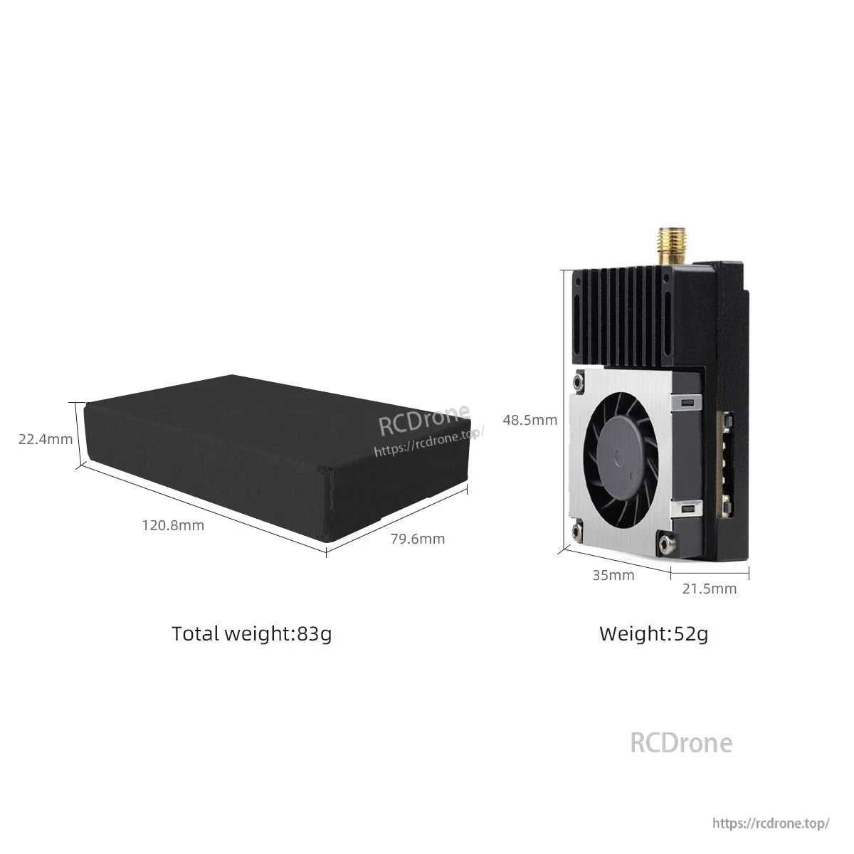 3.3G 5W SMA VTX Video Transmitter 3060-3500MHz 64CH IRC Tramp PIT/300mW/1W/3W/5W 2-8S