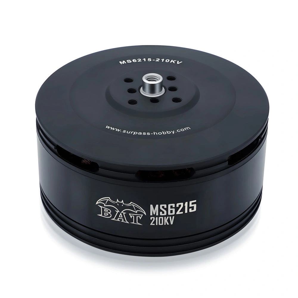 Surpass Hobby BAT MS6215 210KV brushless motor, angled top and side product view