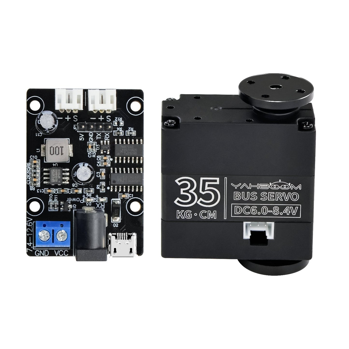 Yahboom YB-SD35M 35KG·CM serial bus smart servo with UART driver board, front label view
