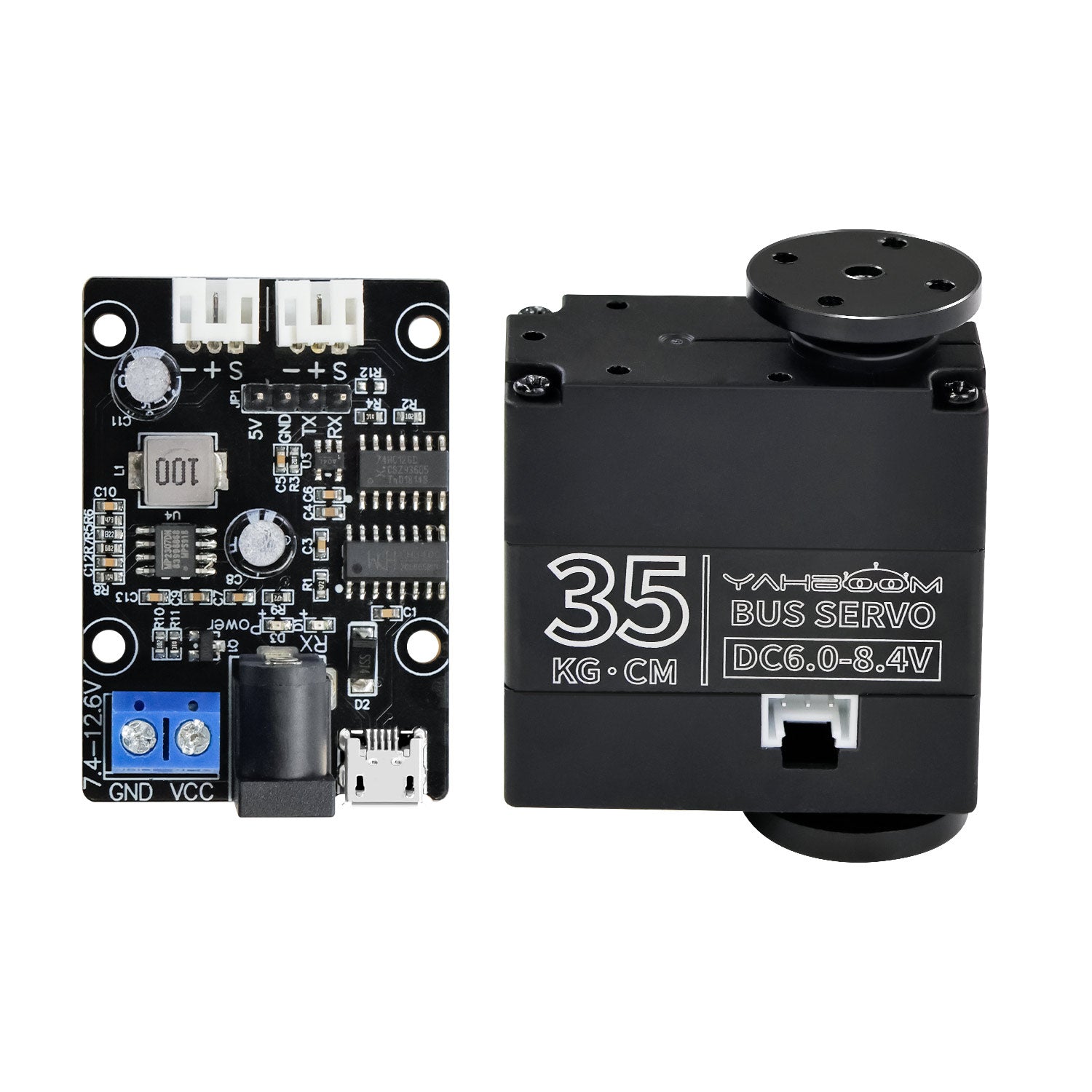 Yahboom YB-SD35M 35KG·CM serial bus smart servo with UART driver board, front label view