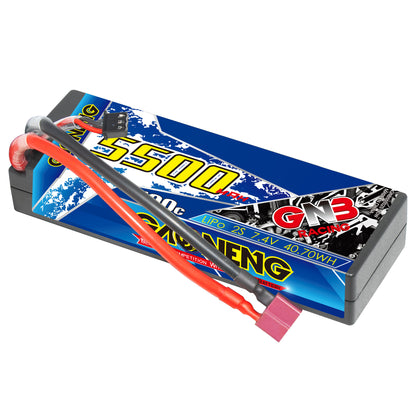 GAONENG 2S 7.4V 5500mAh 100C hard case LiPo battery with T-plug and balance lead
