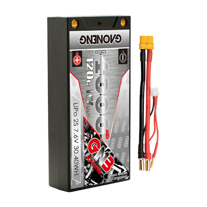 GAONENG GNB 2S 7.6V 4000mAh 120C shorty hard case LiHV battery with XT60-to-5mm bullet lead