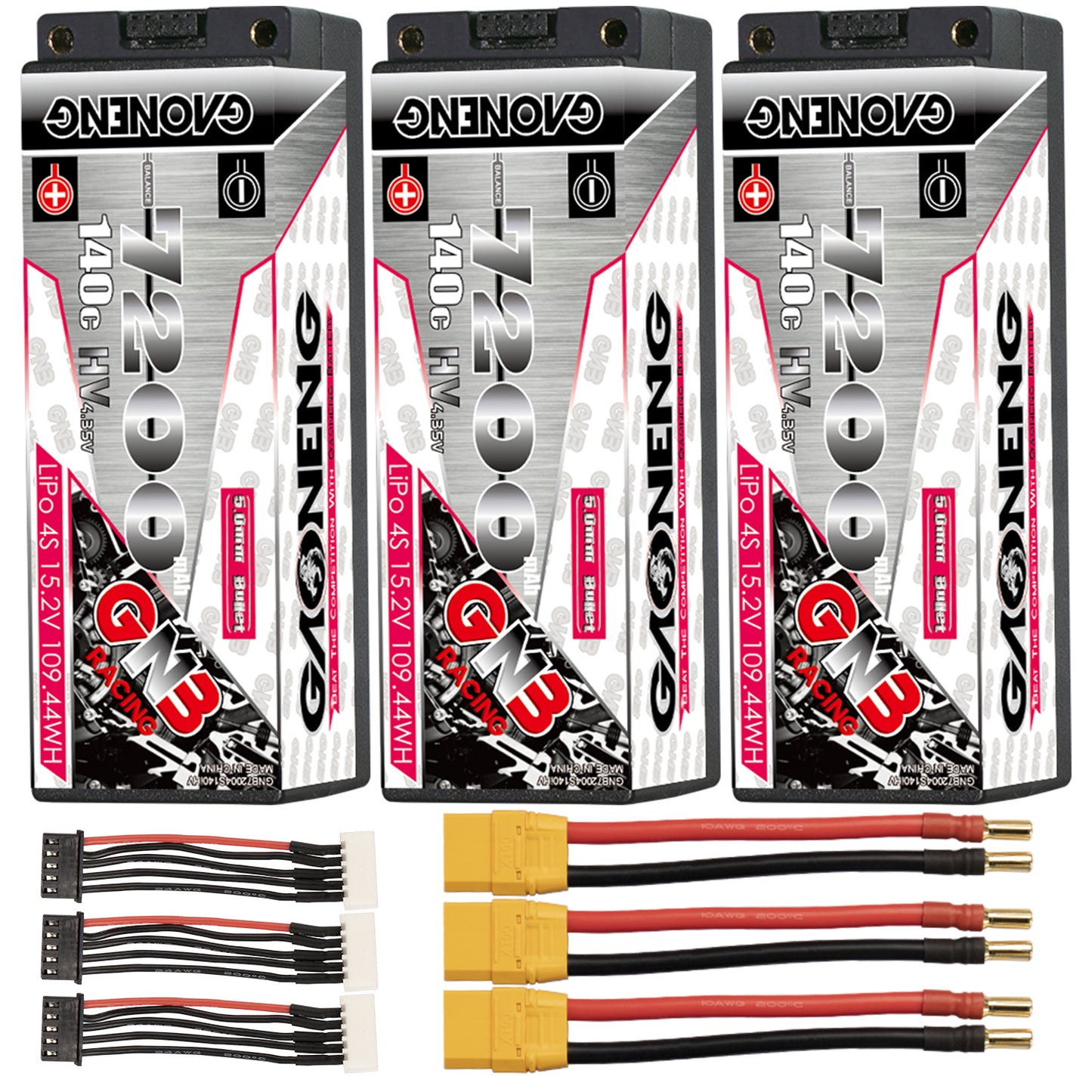 GAONENG GNB LiHV 4S 15.2V 7200mAh 140C 5mm Bullet Hard Case LiPo Battery (ROAR Approved)