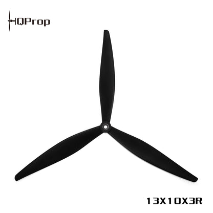 HQProp three-blade propeller labeled 13X10X3R, black finish with center hub