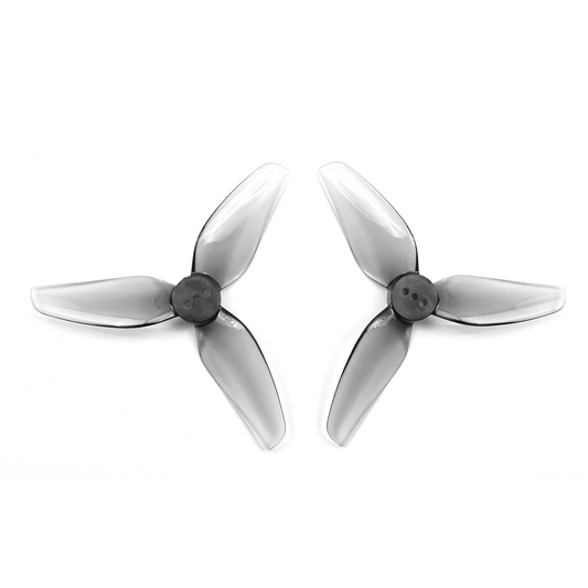 HQProp T3X 3-Inch Propeller set, two 3-blade grey drone props on white background
