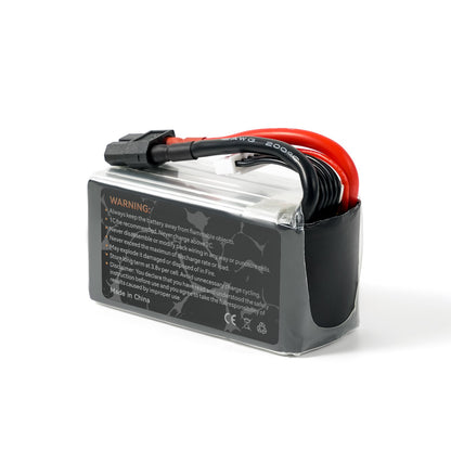 Rear view of LAVA Series 6S 1100mAh LiPo battery showing safety warning label and balance lead