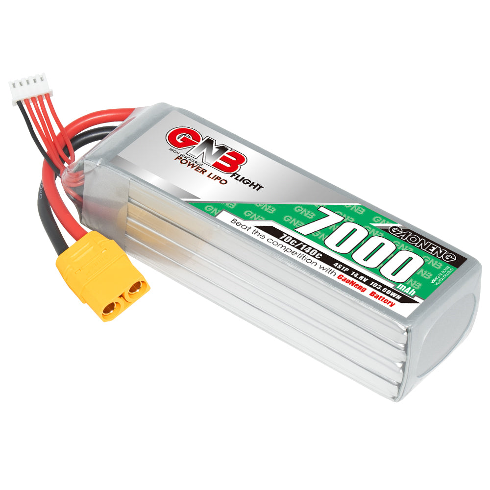 GAONENG GNB 4S 7000mAh 70C LiPo battery pack with XT90 connector and balance lead