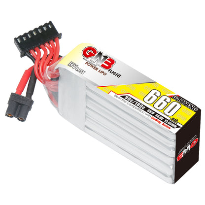 Single GNB LiHV 6S 22.8V 660mAh 90C long type battery with XT30 and balance lead