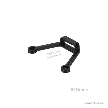 Black 3D printed FPV drone GPS and T-antenna bracket with two mounting holes and a slotted upright
