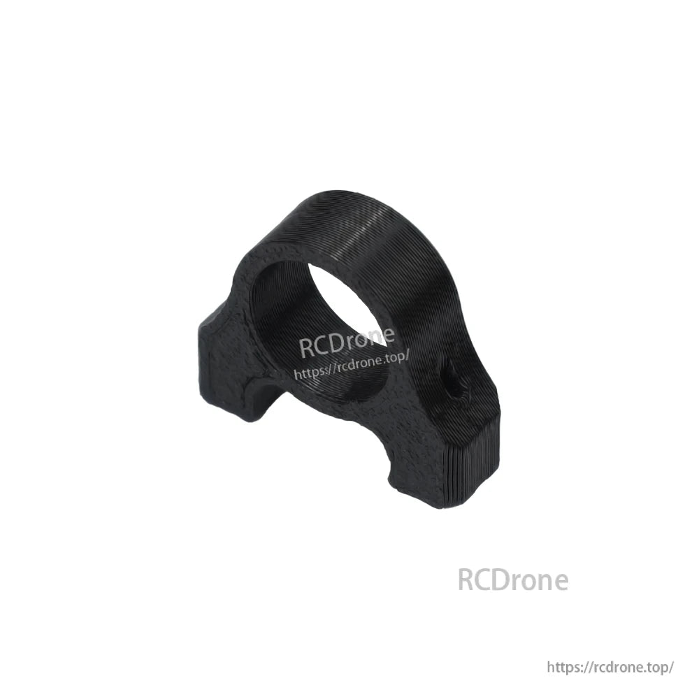 Black 3D-printed FPV drone mount bracket with a circular clamp opening for securing a GPS or antenna
