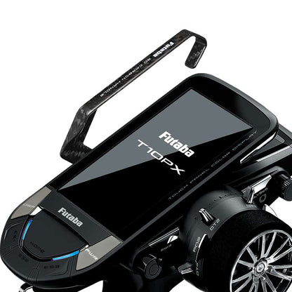 Futaba UBT3334 carbon handle mounted on Futaba T10PX transmitter, top carry handle view