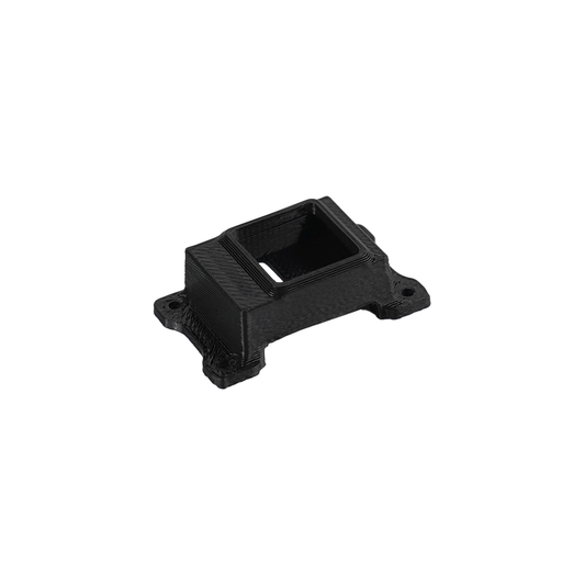 Black 3D-printed GPS mount/antenna bracket seat with rectangular opening and two mounting holes for FPV frame