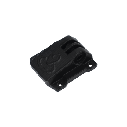 Black 3D printed FPV drone GPS/antenna mount bracket with cylindrical holder and two mounting holes