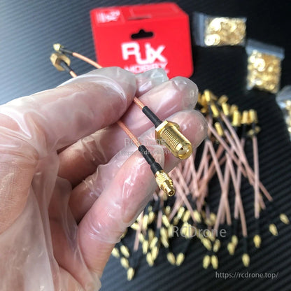 MMCX to SMA female bulkhead antenna extension pigtail cable with gold connectors for FPV video transmitters