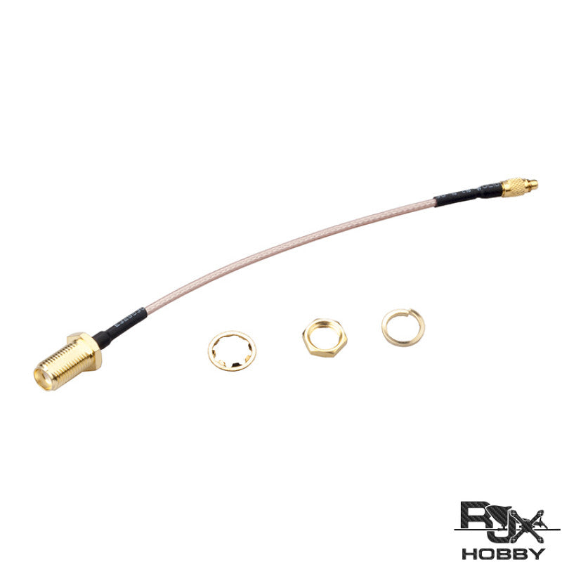 MMCX to SMA female bulkhead antenna extension coax cable with mounting nut and washers for FPV builds