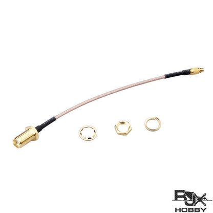 MMCX to SMA female bulkhead antenna extension coax cable with mounting nut and washers for FPV builds
