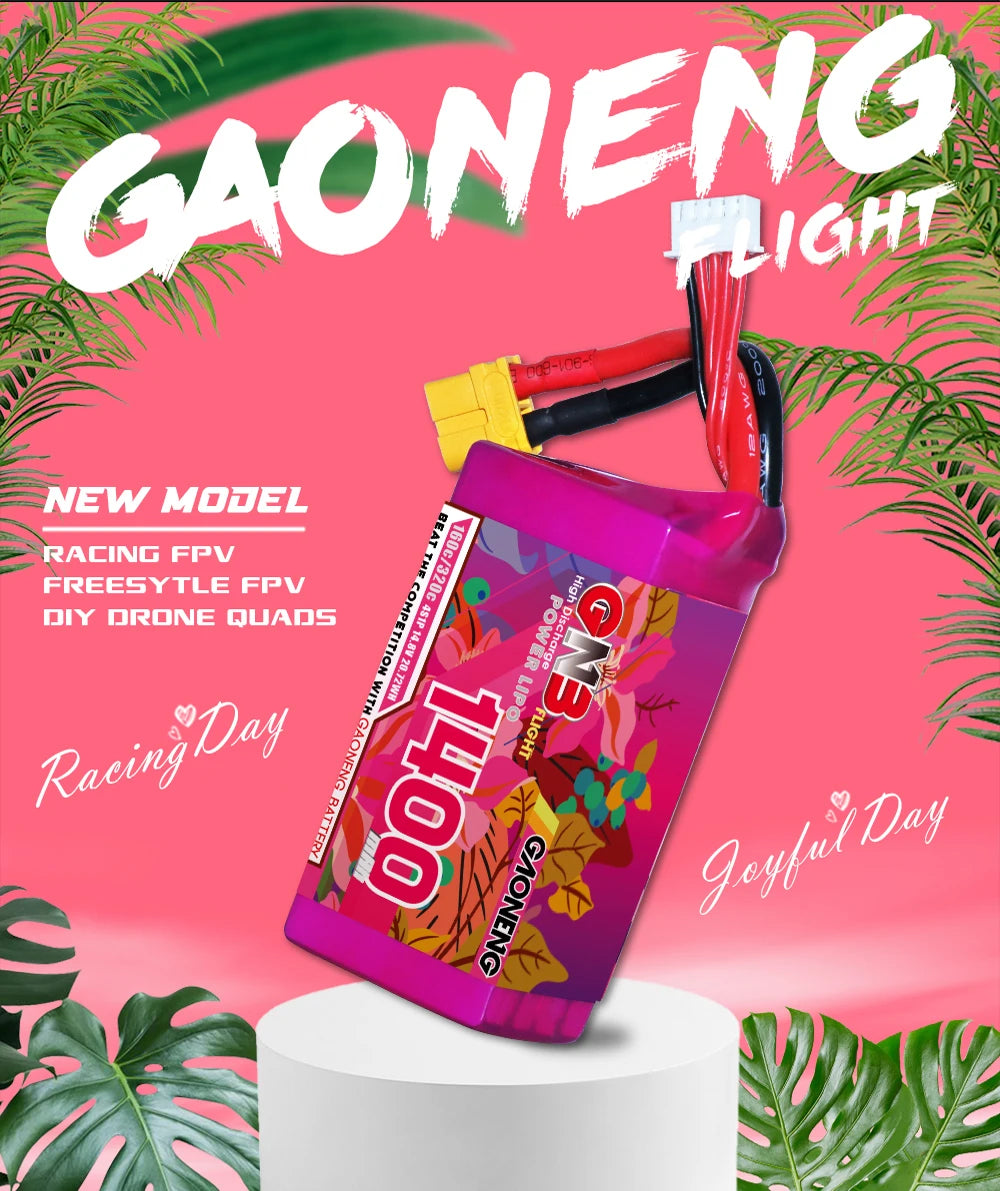 详情页_01.jpg GNB 4S 14.8V 1400mAh LiPo Drone Battery, New batteries may not hold a full charge; try balancing charger for several cycles before using.