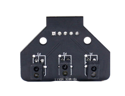 Front view of Yahboom 3-Channel Infrared Tracking Sensor PCB with three sensors labeled P3, P2, P1
