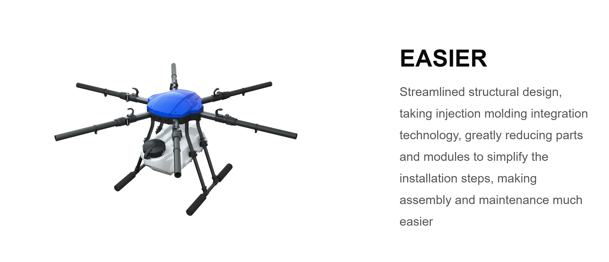 EFT E610M 10L Agriculture Drone, Streamlined design for easy installation and maintenance with simplified parts.